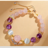 Celestial Cancer Nurturing Bracelet: Rose Quartz, Amethyst & Aquamarine