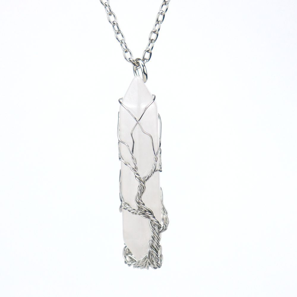 Tree of Life Raw Amethyst Point Necklace