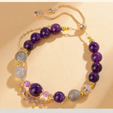 Celestial Gemini Harmony Bracelet: Clear Quartz, Obsidian & Moonstone
