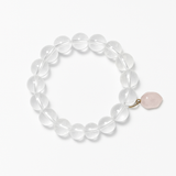 Cleansing White and Rose Quartz Crystal Fox Bracelet