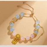 Celestial Pisces Dream Bracelet: Aquamarine & Rose Quartz