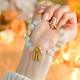 Celestial Pisces Dream Bracelet: Aquamarine & Rose Quartz