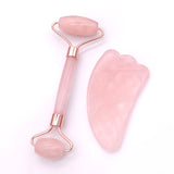 Rose Quartz Facial Roller and Guasha Massage Set - Unveil Your Inner Glow