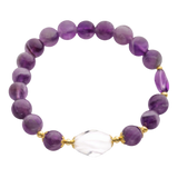 Soul's Eye Natural Uruguayan Amethyst and Clear Quartz Crystal Bracelet
