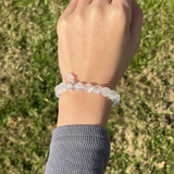Cleansing White and Rose Quartz Crystal Fox Bracelet